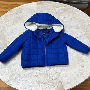 Janie and Jack Royal Blue Quilted Puffer Jacket with Sherpa Hood